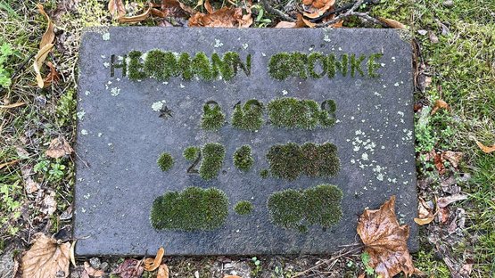 Ein Kissenstein auf dem St.-Philippus-Apostel-Friedhof